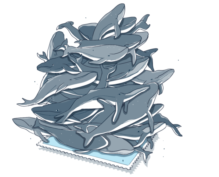 Wal-Illustration zum Thema enormer Druck.